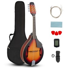 A-Style Mandolin Instrument Kit, 8 Strings Acoustic Mahogany Wood Mandolins M...