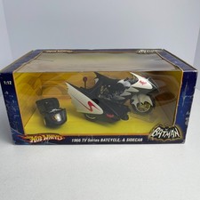 Hot Wheels Batman 1966 TV series Batcycle & sidecar 1:12 Scale Die Cast