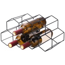 Countertop Wine Rack 9 Bottle Freestanding Metal Small Wine Rack Black