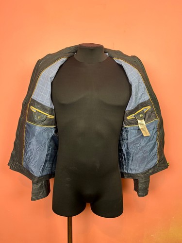 Massimo dutti leather jacket hype classic blue size s - Picture 6 of 11