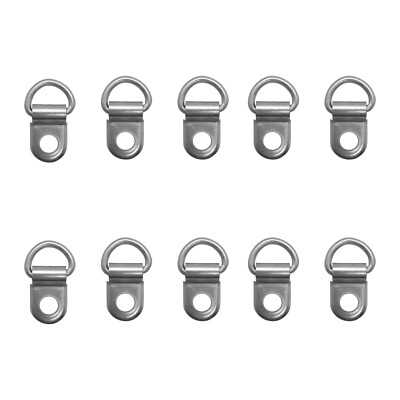 10 Ringösen | D-Ring m. Halter/Befestigungsclip | vernickelt |   Loch 4,5 mm