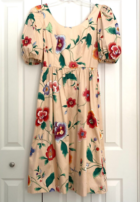 white christmas dresses Floral Green Cotton Milkmaid Dress main image 1