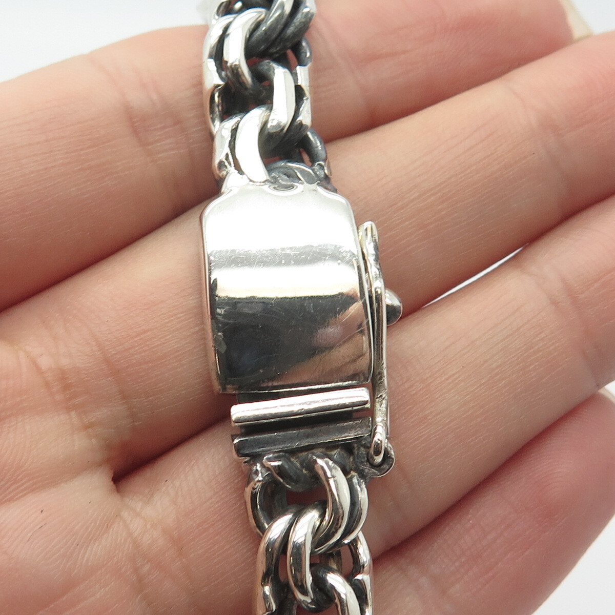 925 Sterling Silver Vintage Mexico Fancy Cable Link Bracelet 7.25