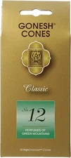 12 pack  Gonesh Incense Cone Pack 25 Cones: #12 green mountains [ 300 cones ]