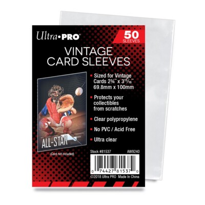 50 Ultra Pro VINTAGE Soft Card Sleeves Bowman 1952-1956 Topps Baseball NEW