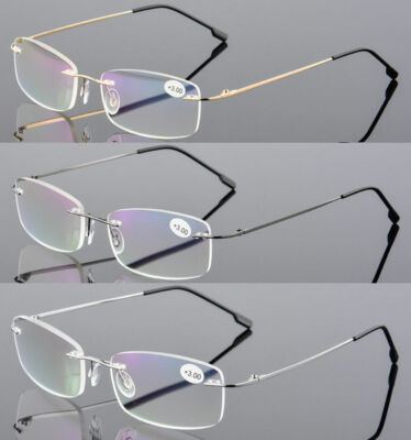 Randlos Lesebrille Titan Legierung Leser Herren Damen Lesehilfe +1,0 bis +4,0