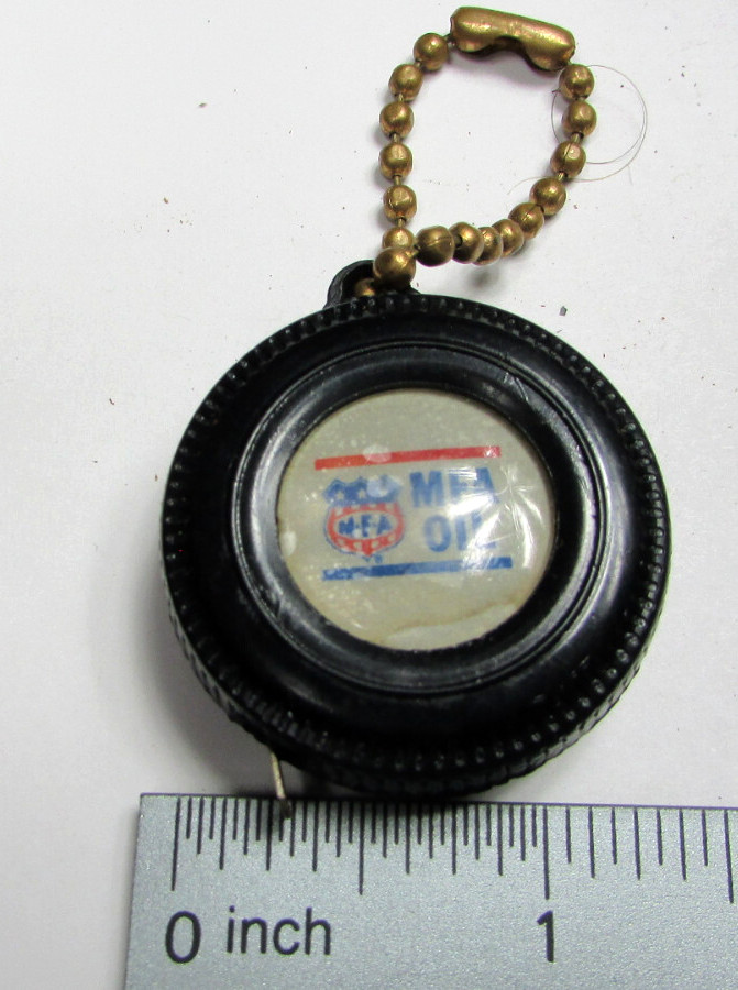Vtg MFA Oil Measuring Tape Key Chain Ring Fob Collectible Novelty Souvenir