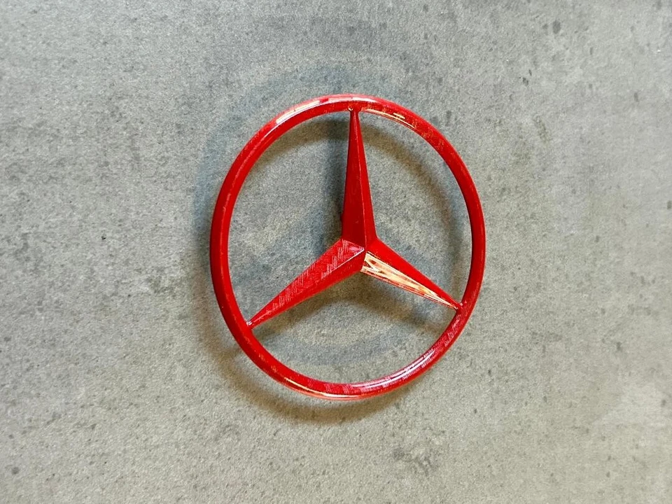 Mercedes-Benz SL-Class R129 efeito fibra de carbono vermelho emblema estrela porta-malas fabricante de equipamento original W163 - Imagem 2 de 4