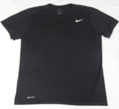 NIKE DRI-FIT WHITE SWOOSH BLACK LARGE ATHLETIC T-SHIRT J813