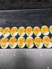 Vintage Lot 30pcs Yellow Rose Flower Resin Cabochons 13x18mm