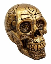 Ebros Egyptian Gods & Kings Golden Nefertiti King TUT Ankh Skull Figurine 6.25"L