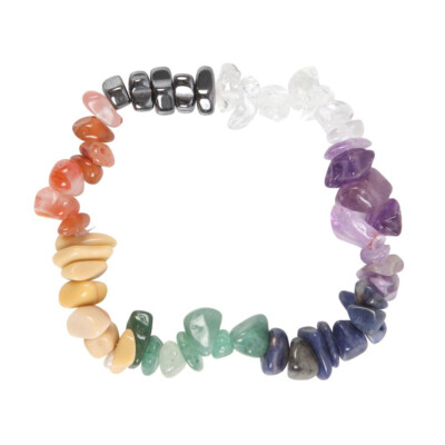 Halbedelsteinchips mehrfarbig Chakra Armband