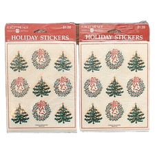 Vintage American Greetings Stickers Christmas Tree Wreath 4 Sheets X 2 Packs New