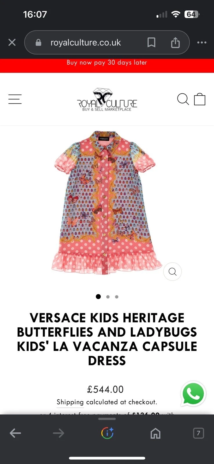 Abito bambina in seta stampato RRP€800 YOUNG VERSACE età 6 anni