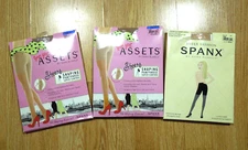 3 PAIR SPANX & SPANX ASSETS by SARA BLAKELY SHAPING SUPPORT PANTYHOSE SZ 4 (D)