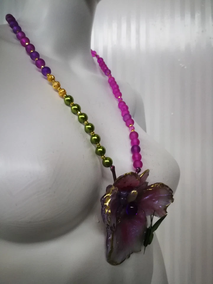 Joyería de Lujo Collar Flor Mujer Colgante Floral Orquídea Mariposa Joyería Foto 2 de 4