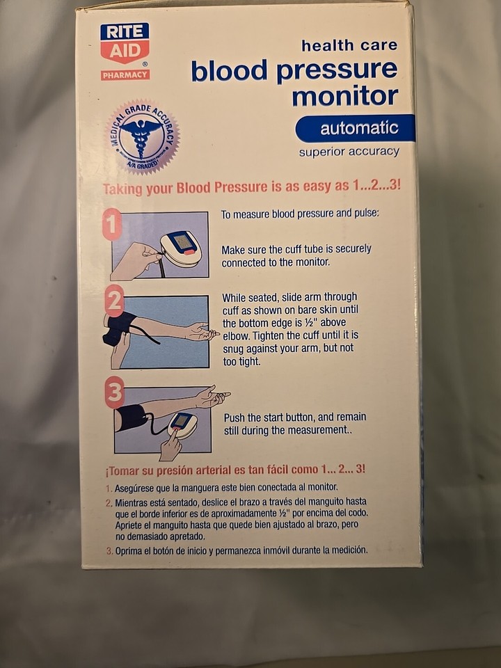 Rite Aid Deluxe Automatic Blood Pressure Cuff Arm Monitor Digital