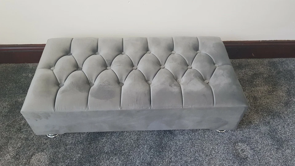 Chesterfield Plush soft velvet Footstool Coffee Table Stool Bed Bench Chair - Image 3 of 4