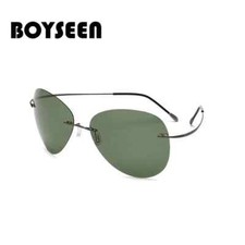 Titanium Frame Rimless Polarized Sunglasses Super light Men Designer Sunglasses