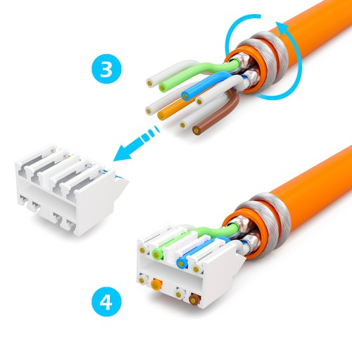 Cat7 8.1 6a Netzwerkstecker RJ45 Verbinder Netzwerkdose Keystone Werkzeuglos LAN - Afbeelding 23 van 123