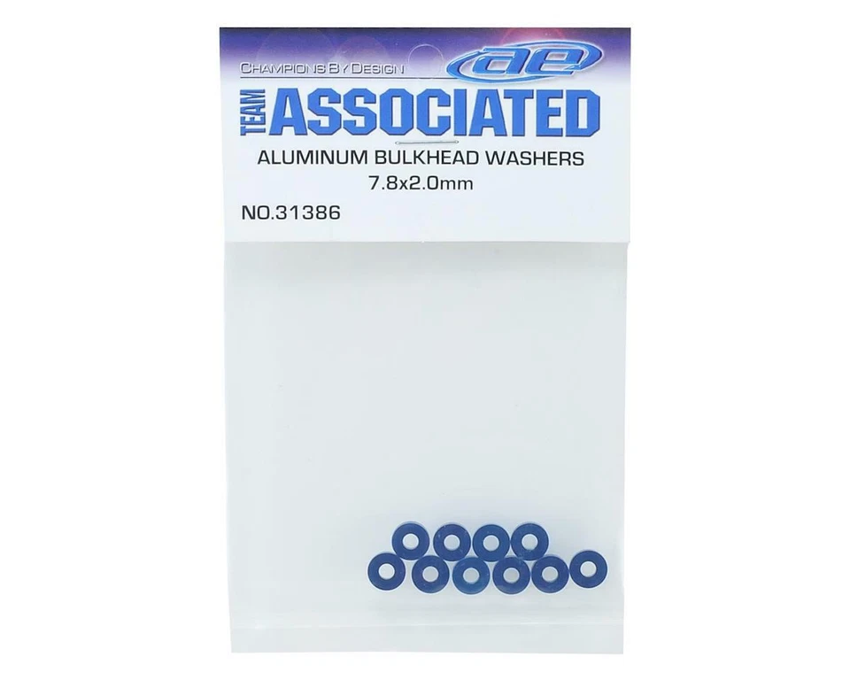Team Associated 7.8x2.0mm Aluminum Bulkhead Washer (Blue) (10) [ASC31386] - Image 2 of 2