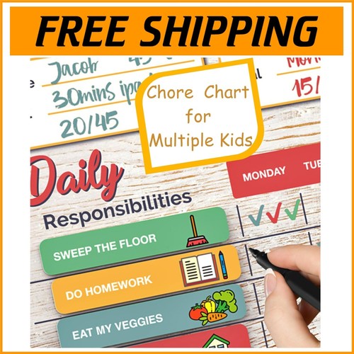 Customizable Multicolored Magnetic Kids Chore Chart - Fun Family Organizer