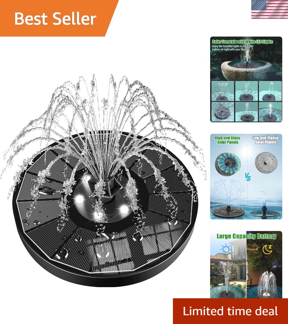 Fuente Solar 3.5W con Luces LED y Protección Automática de Agua para Jardines