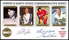 GORDIE HOWE & MARTY AUTOGRAPHED SIGNED REDWINGS AEROS 4 CARD UNCUT-SHEET PSA DNA