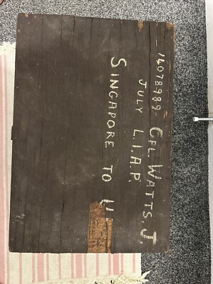 Vintage Military FOOT LOCKER Wood Trunk chest flat storage travel box army  US UK - Main Image