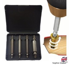 Jammed Screw Extractor Drill Bits 4 PCS Tool Set Broken Damaged Bolt Remover UK