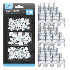 100-300 Cable Clips 6mm 9mm 12mm | Round White Plastic Electric Wire Set Wall