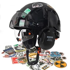 Construction Safety Helmet Set ABS Engineer Hard Hat w/ Double Goggles ANSI CE