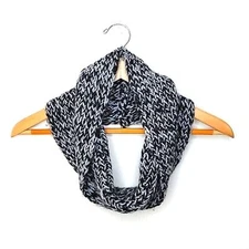 Black Gray Casual Chunky Knit Infinity Scarf Winter Cold Weather Warm