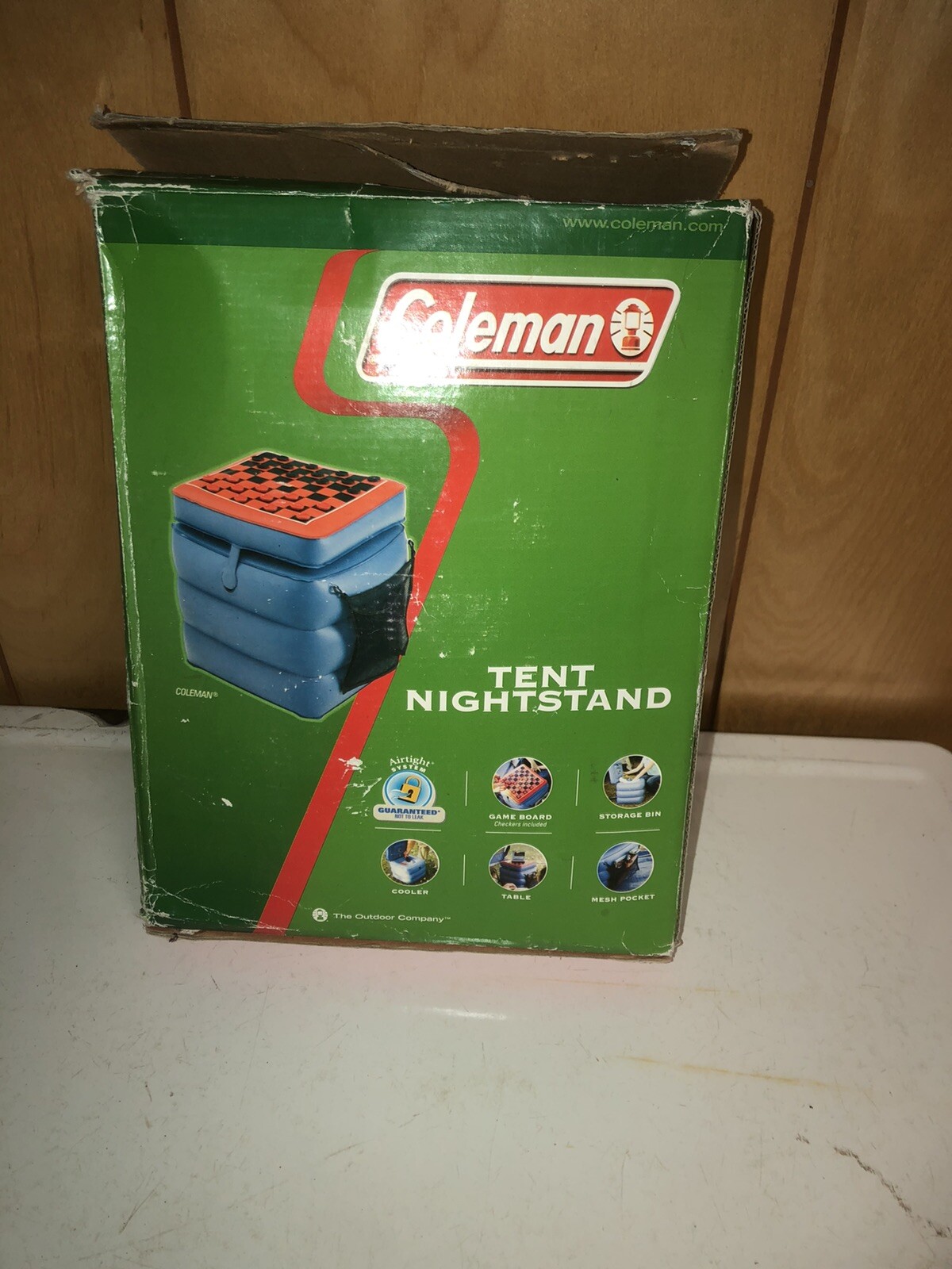 Coleman Tent Nightstand Checkers Game Storage Cooler Table Mesh Pocket