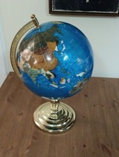 Large Blue Lapis Gemstone World Globe 21 Tall...