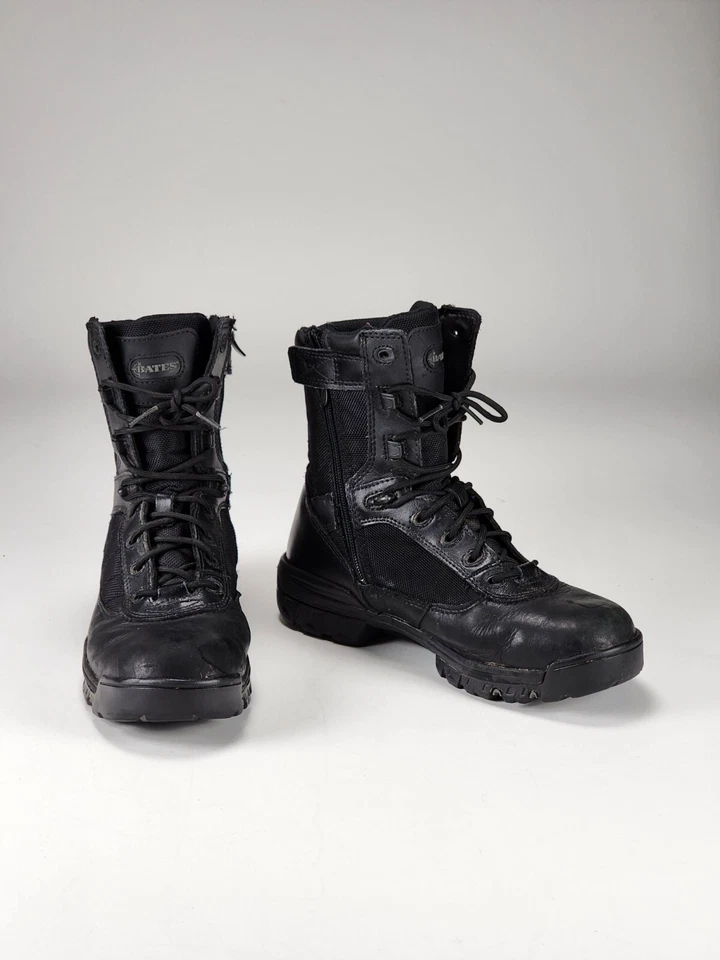 Botas de Combate Bates para Mujer 9.5 Cremallera y Cordones E02700 Zapatos de Cuero Negro Foto 2 de 4