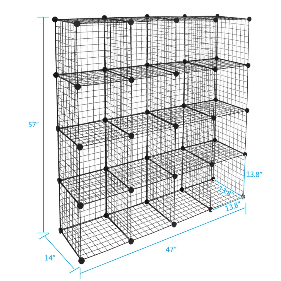 16 Cube Organizer Storage Shelves Wire Cube Storage Origami Shelves Bookcase - Image 2 of 4