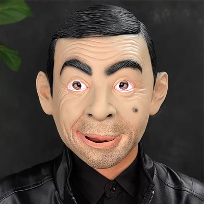 Halloween Latex Mr Bean Head Mask Helmet Carnival Party Roleplay Headgear Props