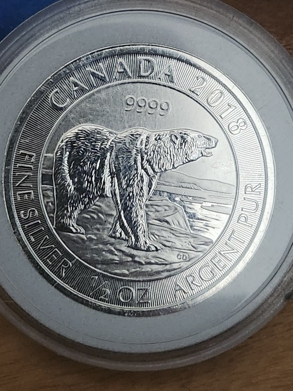 2018 Canadian $2 Polar Bear Coin 1/2 oz Silver