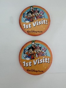 Walt Disney World 1st Visit Mickey Minnie Donald Goofy Daisy Pin Button Set Of 2