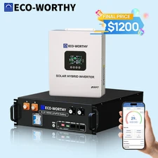 ECO-WORTHY Home Backup Power 48V 100Ah LiFePO4 Battery+5kW 48V Off-grid Inverter