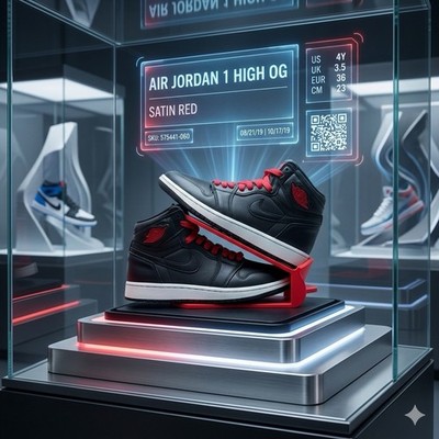 Air Jordan 1 Retro High OG GS Black Satin Gym Red 575441-060 Size 4Y