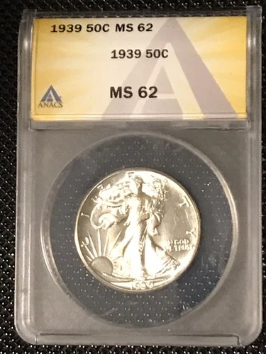 1939 Liberty Walking Half Dollar   ANACS MS62