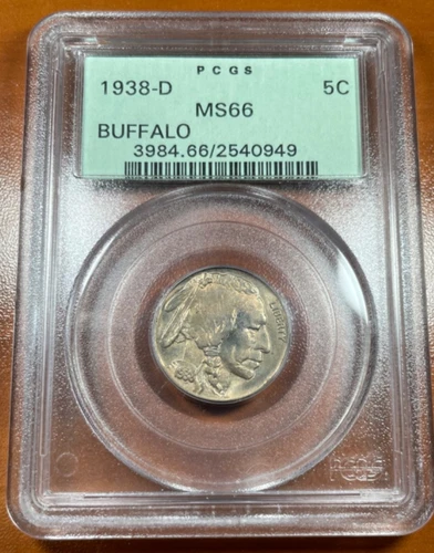 1938-D Buffalo Nickel PCGS MS66 • Old Green Holder