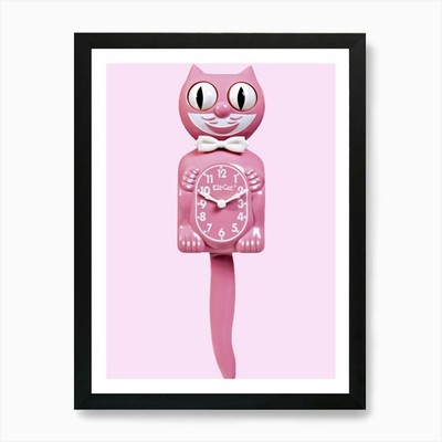 Kitschiges Set Katzenuhr Kunstdruck gerahmt Wandbild Poster Leinwanddruck Bild