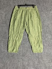 Eileen Fisher Pants Womens Medium Green Organic Linen Crop Jogger Elastic Cuff
