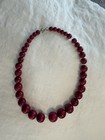 Authentic Vintage Wood Graduated Bead Necklace Pink Maroon Magenta Valentines — photo 3