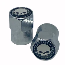 Harley Davison willie G skull Valve Stem Caps Chrome wheels rims tires wire 15