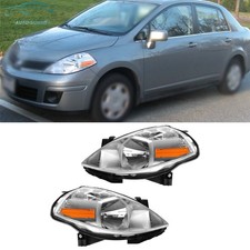 For Nissan Versa 2007-2012 Headlights Assembly Halogen Leftright Side Chrome