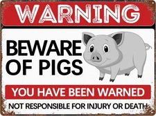 Bear Warning Sign - 8x12 Inch Vintage Rustic Metal Poster for Outdoor Yard Fence